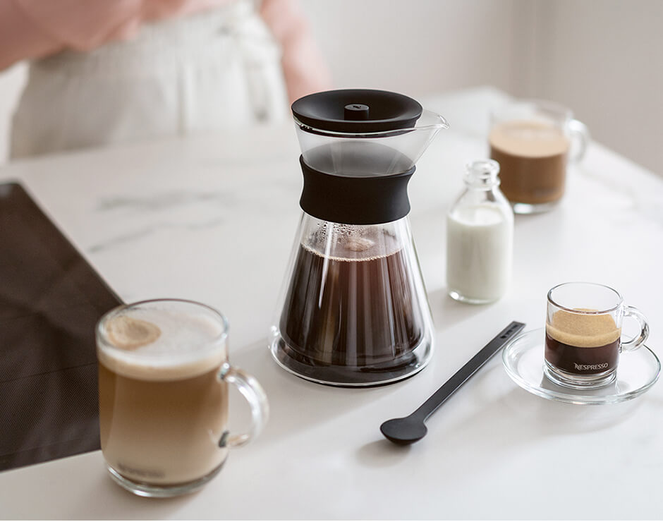 Café solo y con leche de Nespresso con variedad Carafé