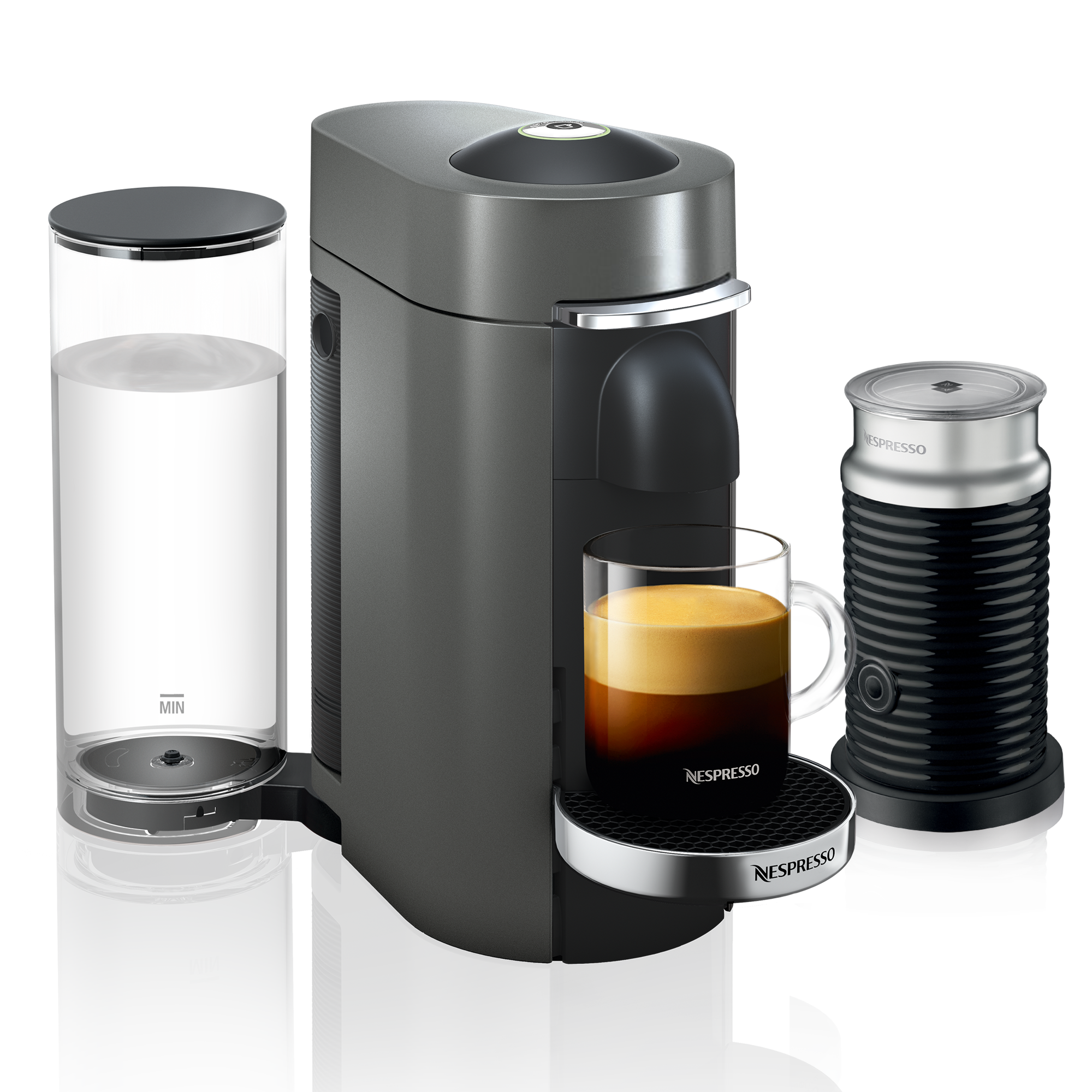 Nespresso - VertuoPlus Deluxe Titan & Aeroccino3 Milk Frother - Color : Grey