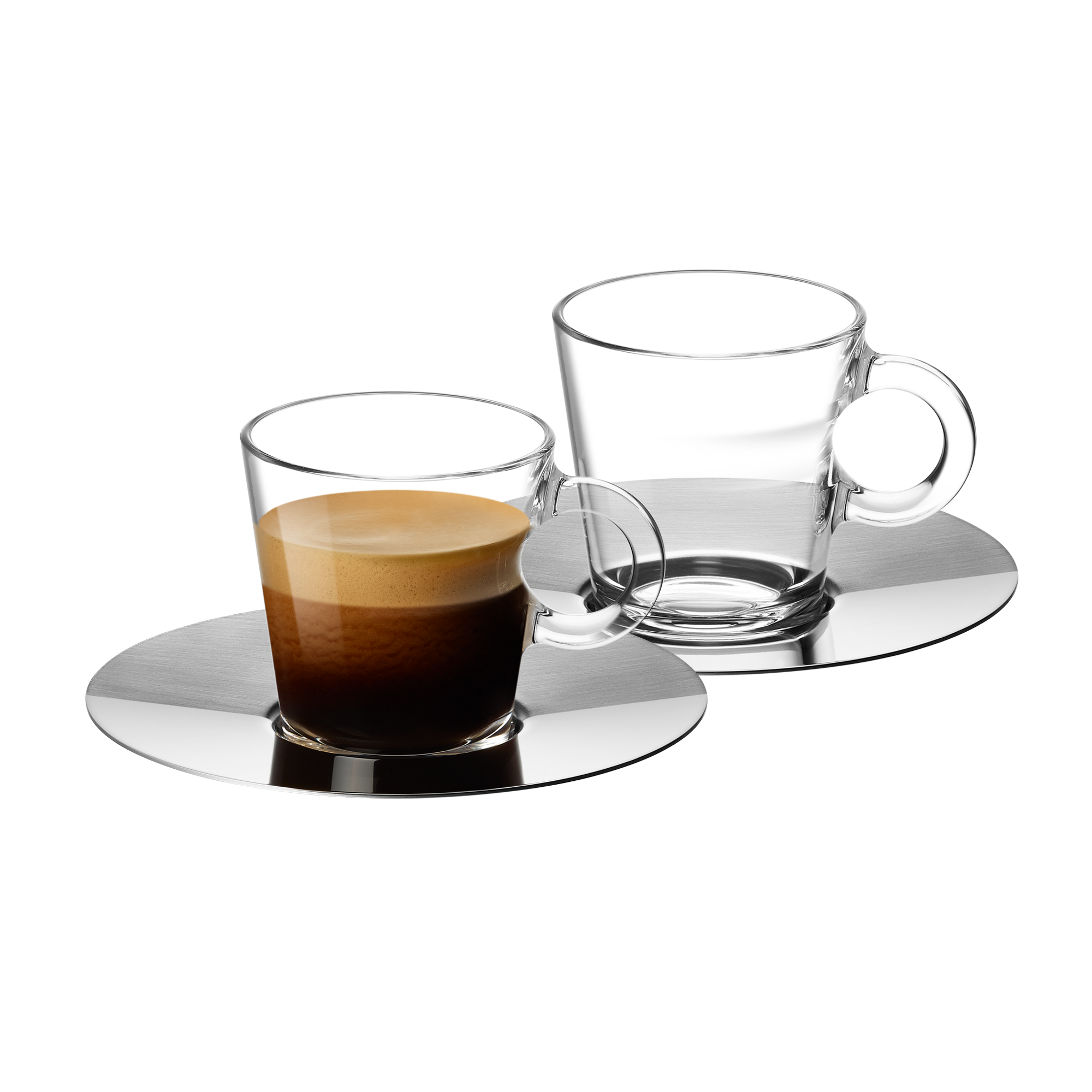 Nespresso Vertuo Clear Glass Vertuo Espresso Coffee Cups & Saucers Set Of 2