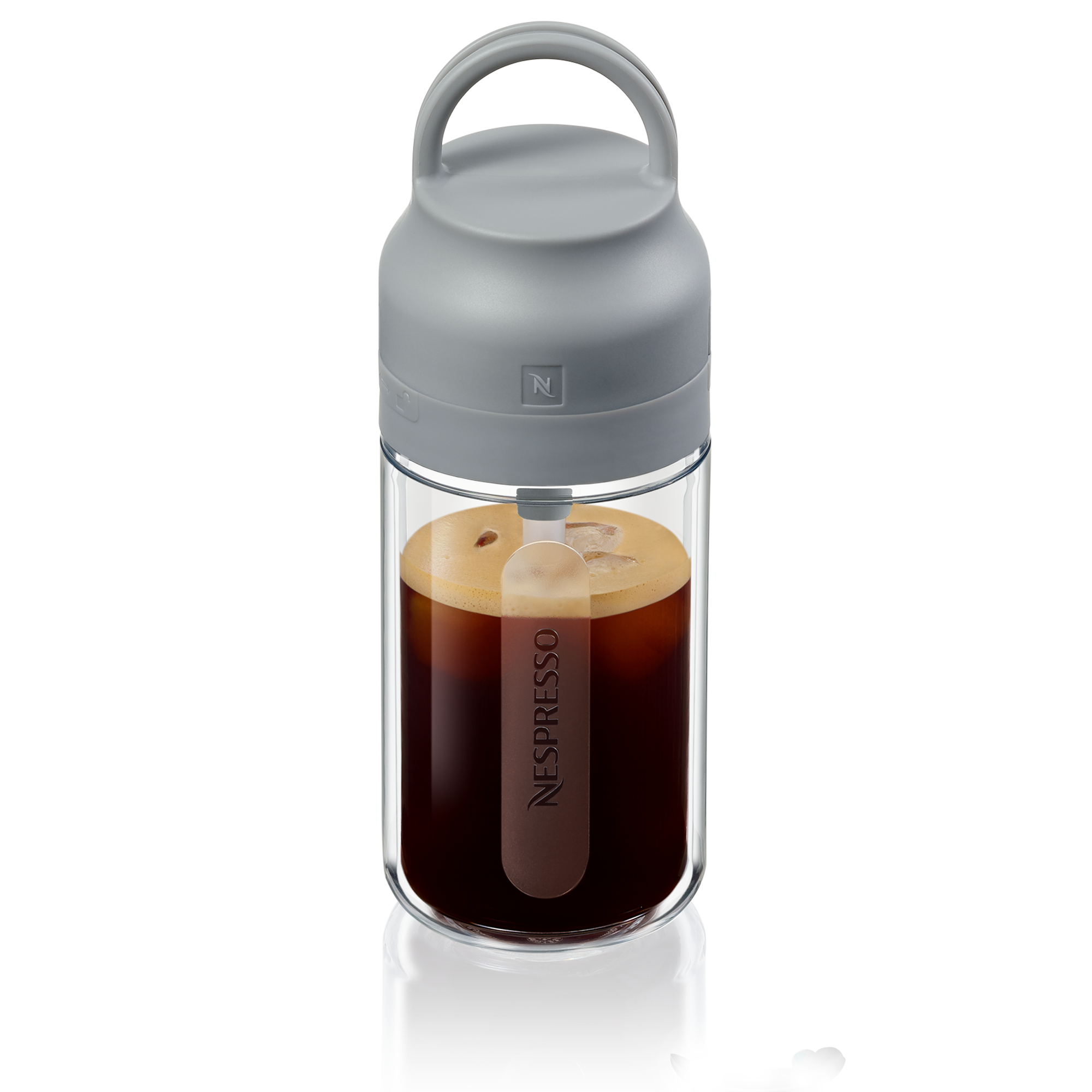 Nespresso Nomad Bottle Size Small S cold iced coffee with straw NEW W/box
