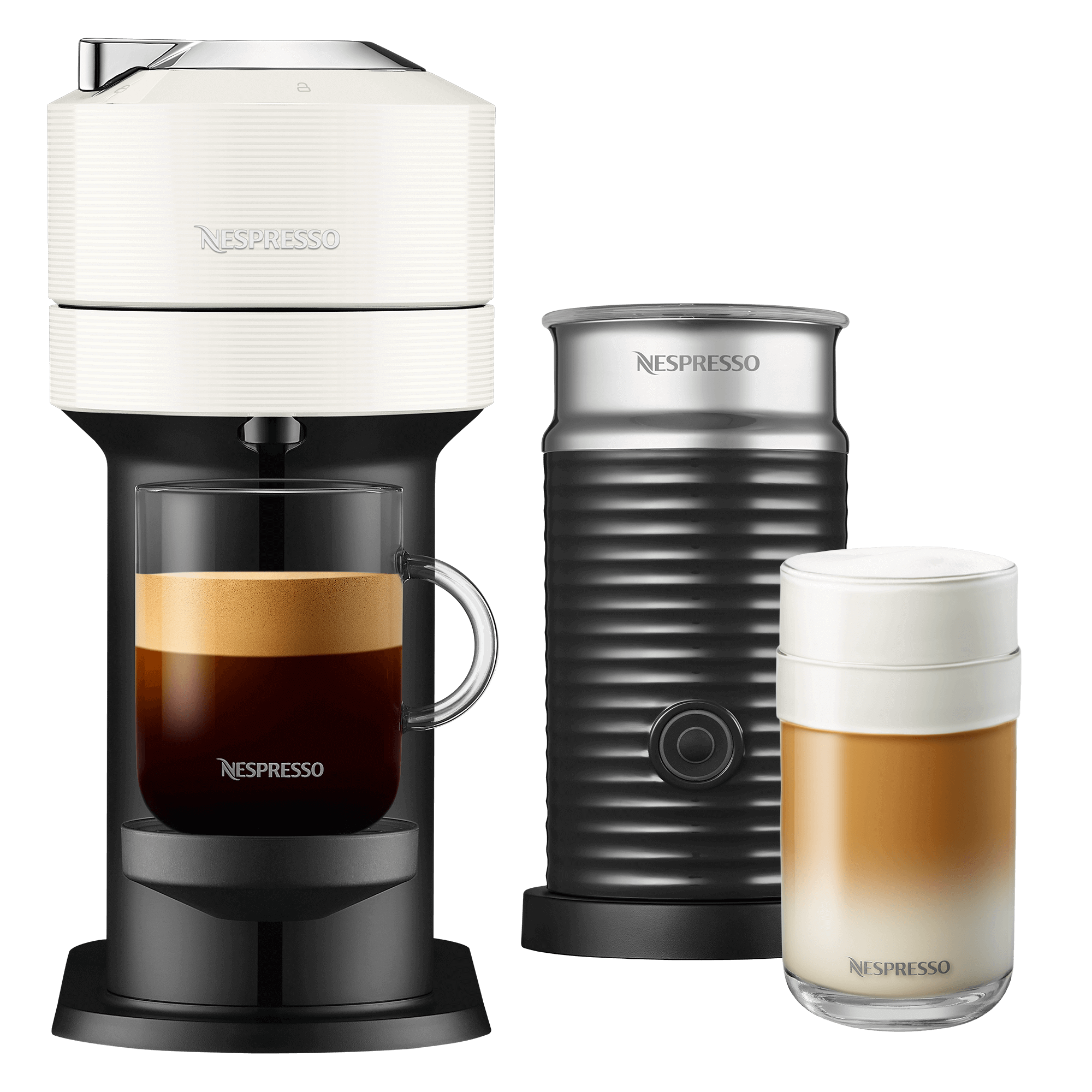 Nespresso - Vertuo Next White & Aeroccino3 Milk Frother - Color : White