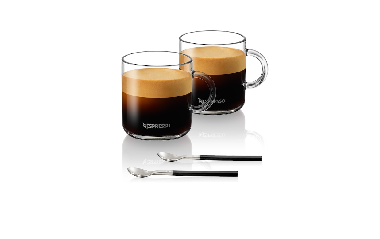 2 x GENUINE BRAND NEW BOXED Nespresso VERTUO RANGE Cups & Saucers MUG Spoons