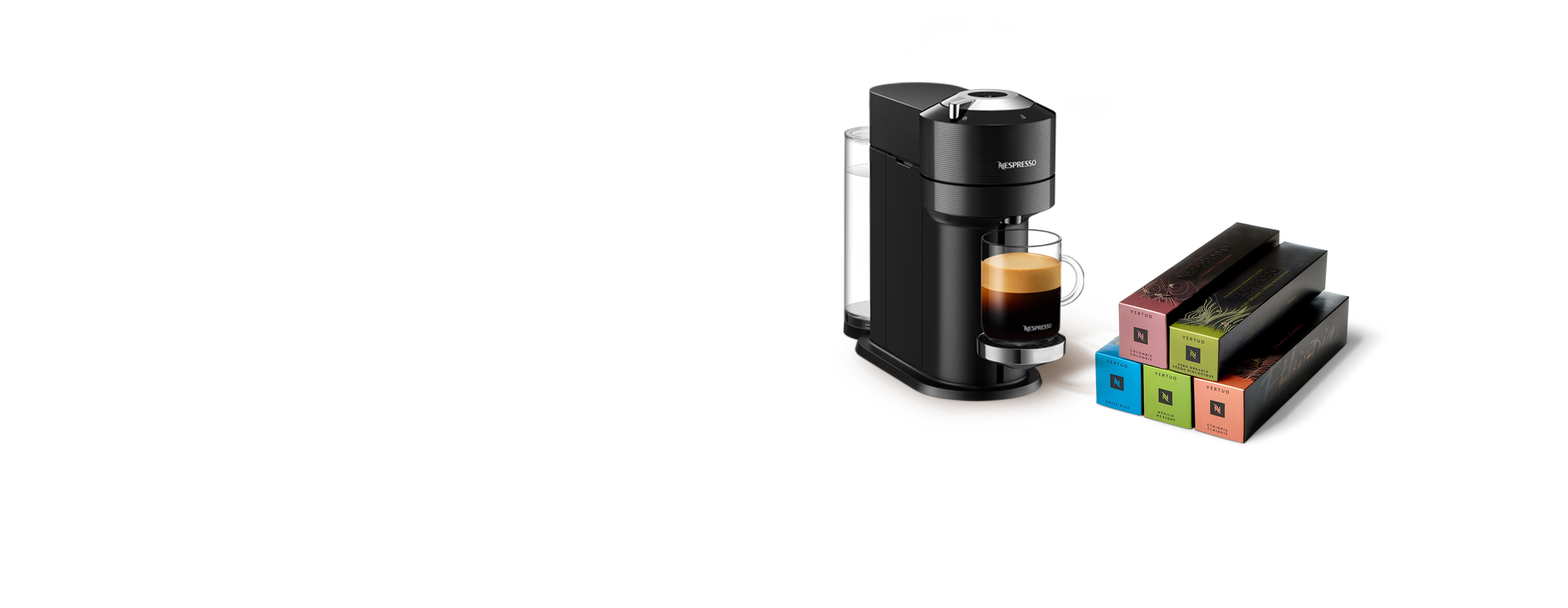 Vertuo Next Premium black with Master Origins coffee pack