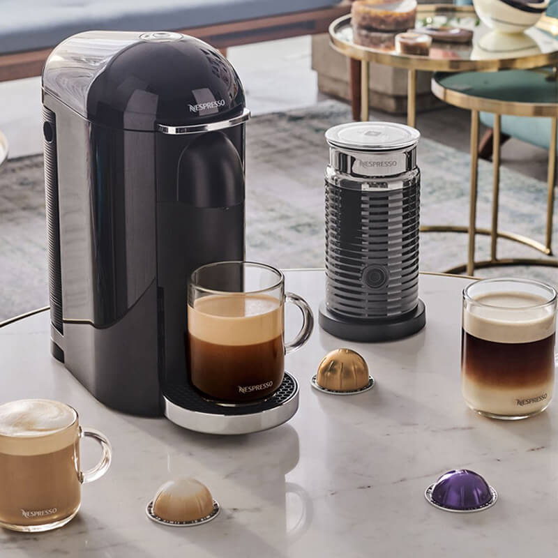 Nespresso milk frother with the Vertuo Plus machine