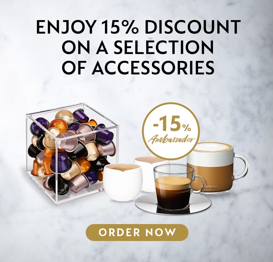 NESPRESSO welcome gift set=2 cups+2 coasters+sleeve (10 capsules