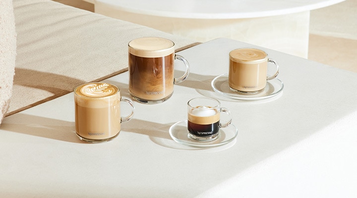 Nespresso Vertuo Clear Glass Vertuo Espresso Coffee Cups & Saucers Set Of 2