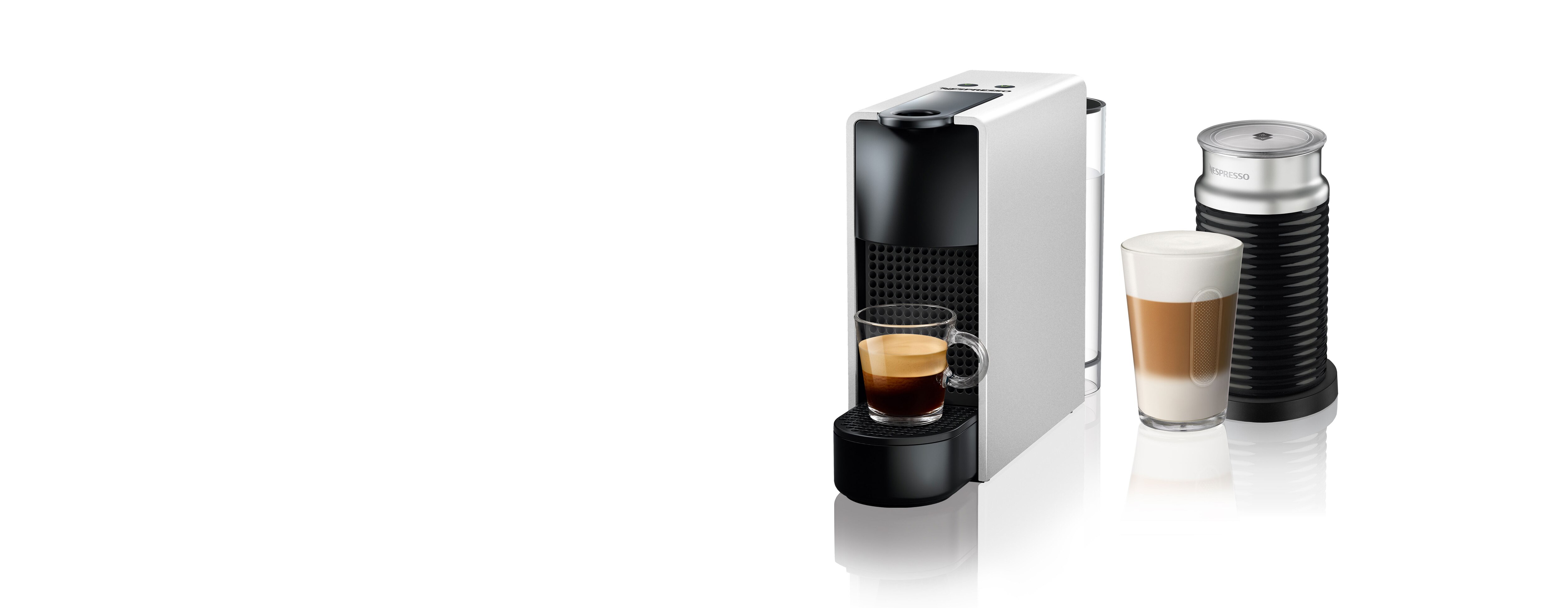 Essenza Mini C Silver & Aeroccino | Coffee machine | Nespresso