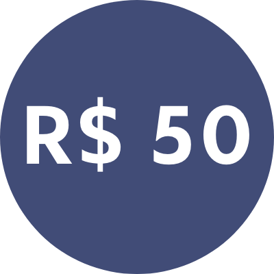 Imagem de tag de desconto de R$50 colorida