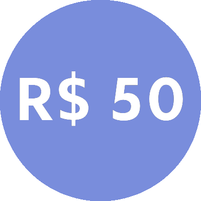 Imagem de tag de desconto de R$50 colorida