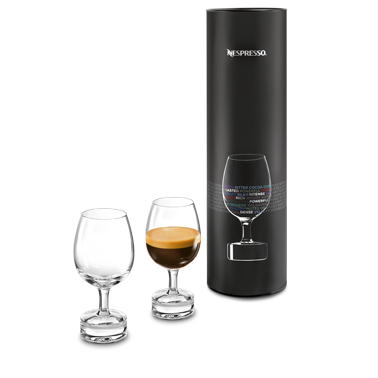 One of the glasses in Nespresso's Reveal Collection designed by Riedel