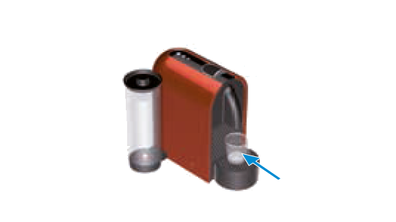 Insert the remaining cable in the guide under water tank left or right socket, depending on the position chosen for the water tank. Ensure machine is in the upright position.