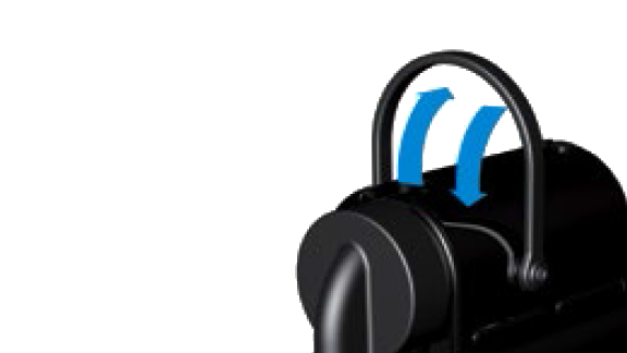 Turn the machine ON by opening the slider and pushing it towards the back of the machine. Light will blink on one of the coffee touches: heating up for approximately 25 seconds. Steady light: ready.