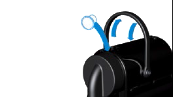 Insert the remaining cable in the guide under water tank left or right socket, depending on the position chosen for the water tank. Ensure machine is in the upright position.