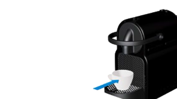 Turn the machine ON by opening the slider and pushing it towards the back of the machine. Light will blink on one of the coffee touches: heating up for approximately 25 seconds. Steady light: ready.