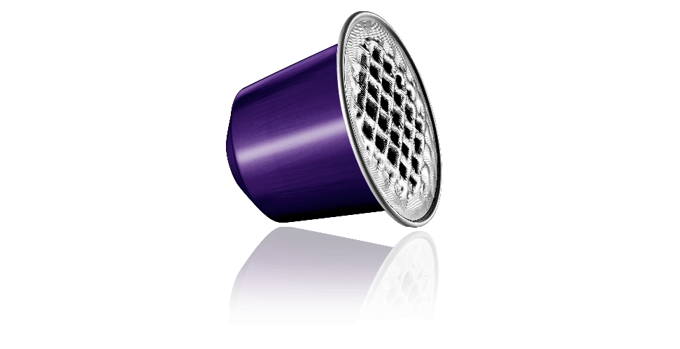 Une capsule Nespresso violette recyclable et issue d'un approvisionnement responsable en aluminium