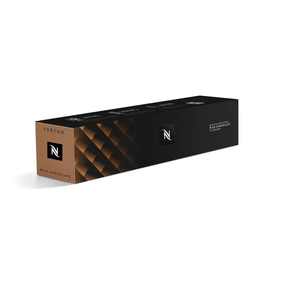 Nespresso Rich Chocolate Vertuo Line 10 Signature Kaffeekapseln Braun 230ml Cremig mit Schokoladenaroma