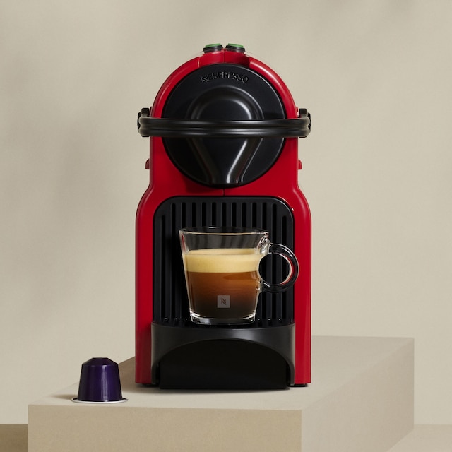 Nespresso Inissia C40 Red Bundle Coffee Machine, 19 Bars Pressure, 700ML  Water Tank Capacity, 25 Seconds Heat Up Time, 9 Capsules, Metal Cup  Support, Red
