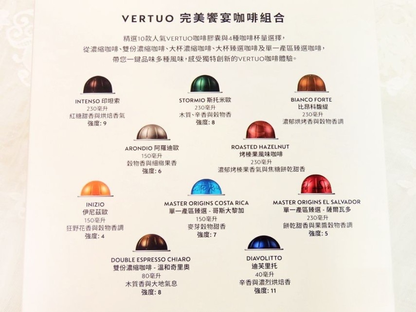 Vertuo咖啡膠囊介紹卡