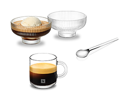 (1) Affogato Bowl Set, one (1) Small View Spoon Set, and one (1) Vertuo Espresso Cup.